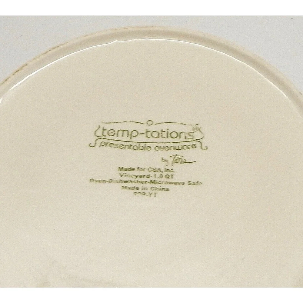 Temp-Tations Vineyard Purple 1 Qt Round Covered Baking Casserole Basket